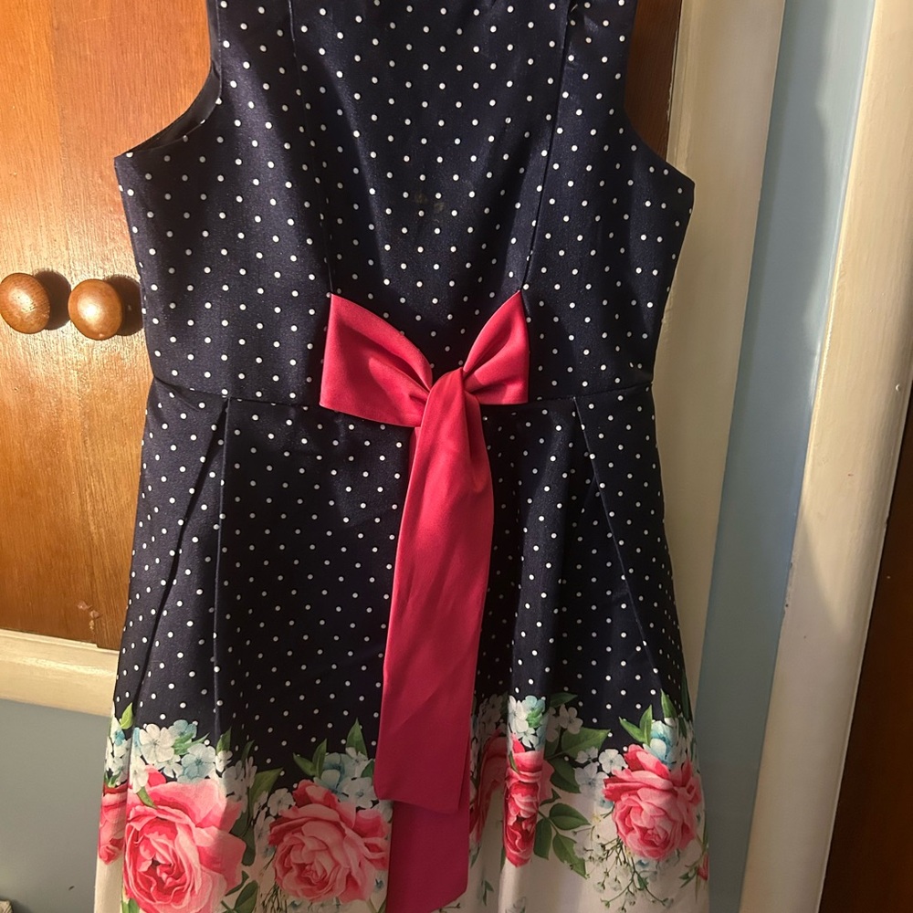 Blue Fit and Flare Sleeveless Dress for Wedding Guest